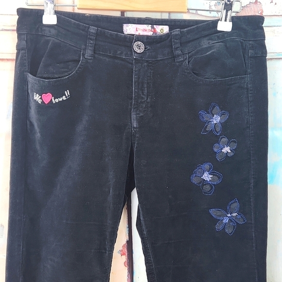 Desigual Velour Cotton Stretch Pants 38P2648 FLORES - Picture 4 of 9